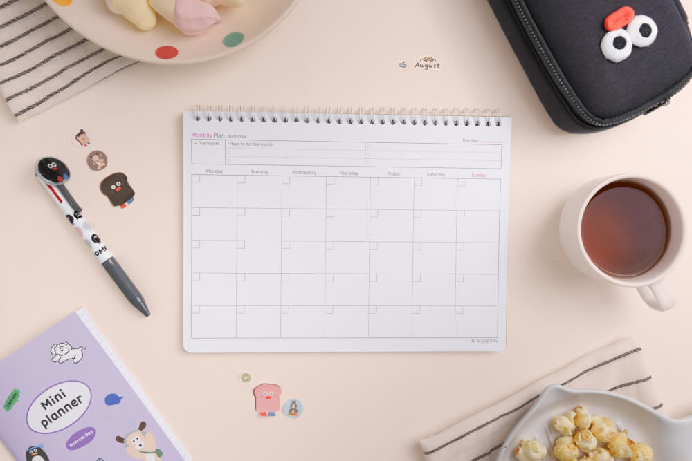 สมุดแพลนเนอร์ PP month planner สีชมพู